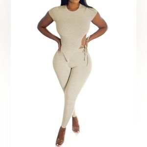 Marysol.Boutique Set - Ribbed Asymmetrical Tied Cutout Women's Sz 2XL NWT